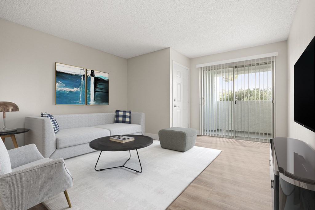 a living room with a couch coffee table and a tv